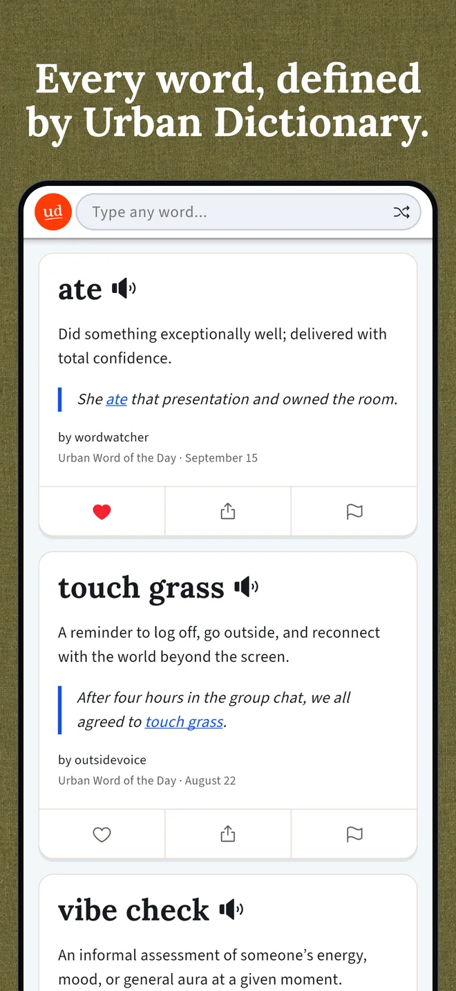Urban Dictionary Word of the Day screen